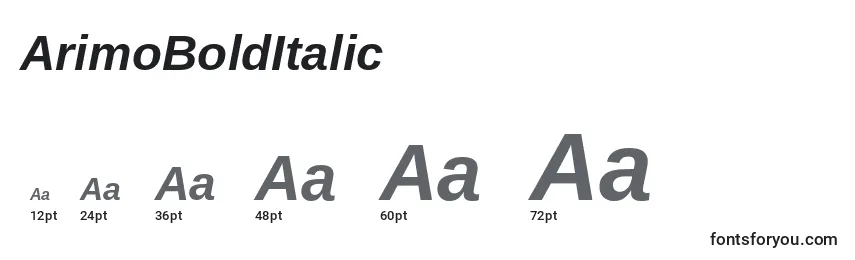 Größen der Schriftart ArimoBoldItalic