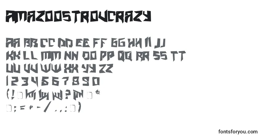 Czcionka Amazoostrovcrazy – alfabet, cyfry, specjalne znaki
