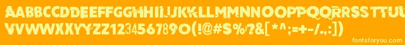 Weitere Informationen zur Cut ffy-Schriftart Cut ffy-Schriftart – Gelbe Schriften auf orangefarbenem Hintergrund