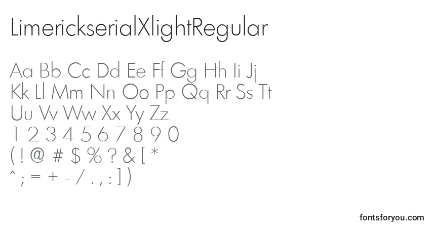 Czcionka LimerickserialXlightRegular – alfabet, cyfry, specjalne znaki