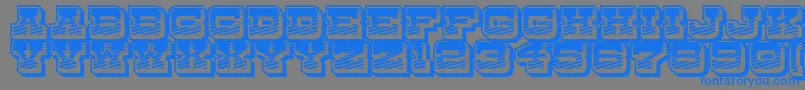 DryGoodsRusticJl-Schriftart – Blaue Schriften auf grauem Hintergrund