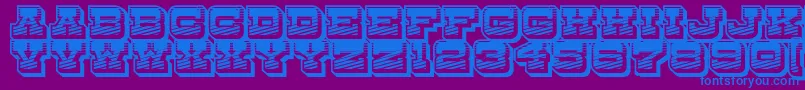 DryGoodsRusticJl-Schriftart – Blaue Schriften auf violettem Hintergrund