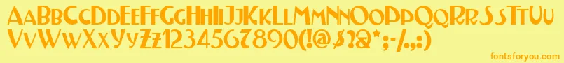 フォントTestn – オレンジの文字が黄色の背景にあります。
