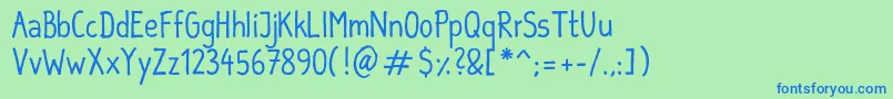 SebastianInformal Font – Blue Fonts on Green Background