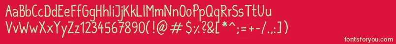フォントSebastianInformal – 赤い背景に緑の文字
