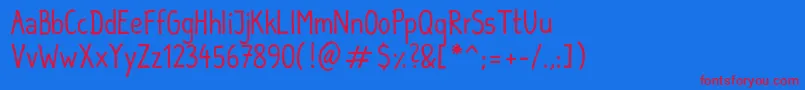 SebastianInformal Font – Red Fonts on Blue Background