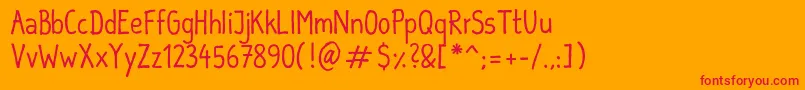 SebastianInformal Font – Red Fonts on Orange Background