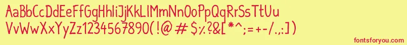 SebastianInformal Font – Red Fonts on Yellow Background