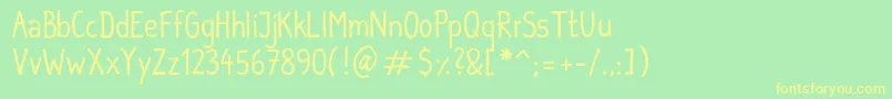 SebastianInformal Font – Yellow Fonts on Green Background