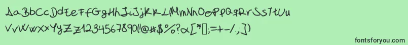 フォントMyFontIsAHandwriting – 緑の背景に黒い文字