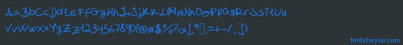 Czcionka MyFontIsAHandwriting – niebieskie czcionki na czarnym tle
