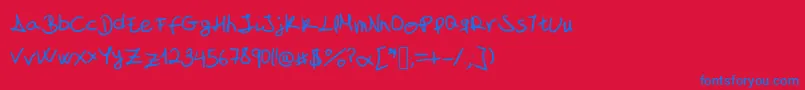 MyFontIsAHandwriting Font – Blue Fonts on Red Background