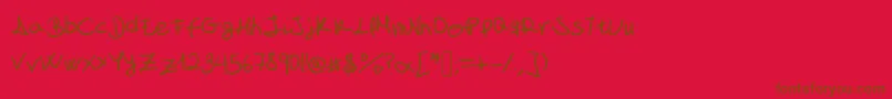 MyFontIsAHandwriting Font – Brown Fonts on Red Background