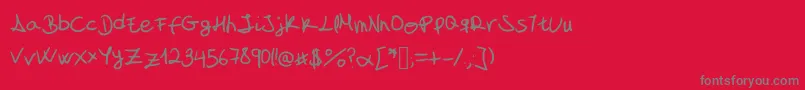 Fonte MyFontIsAHandwriting – fontes cinzas em um fundo vermelho