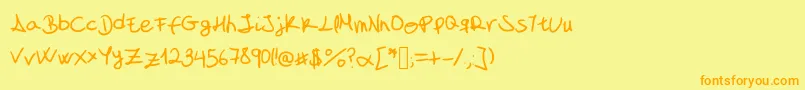 MyFontIsAHandwriting Font – Orange Fonts on Yellow Background