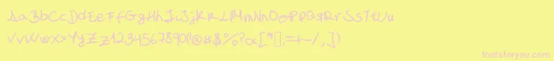 フォントMyFontIsAHandwriting – ピンクのフォント、黄色の背景