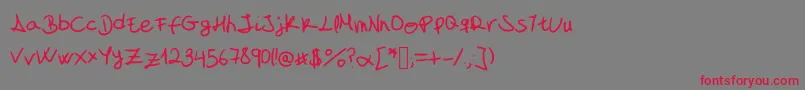 フォントMyFontIsAHandwriting – 赤い文字の灰色の背景