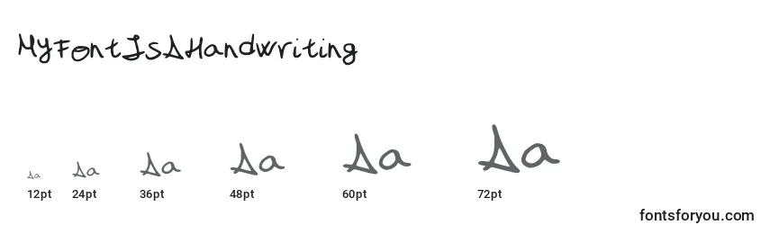 Размеры шрифта MyFontIsAHandwriting