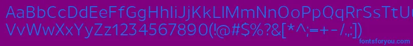 UnimanRegular-Schriftart – Blaue Schriften auf violettem Hintergrund