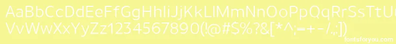 UnimanRegular-fontti – valkoiset fontit keltaisella taustalla