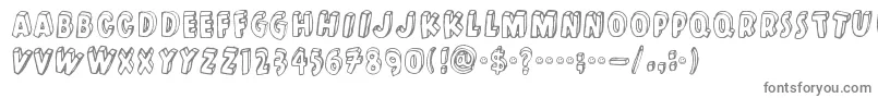 Kulminoituva-fontti – harmaat kirjasimet valkoisella taustalla