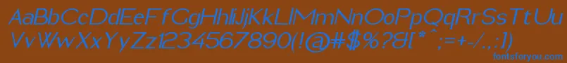 ImeldaMediumItalic-fontti – siniset fontit ruskealla taustalla