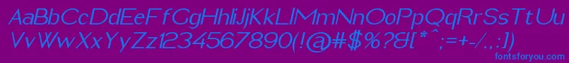 フォントImeldaMediumItalic – 紫色の背景に青い文字