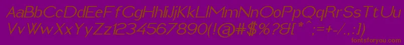ImeldaMediumItalic-fontti – ruskeat fontit violetilla taustalla