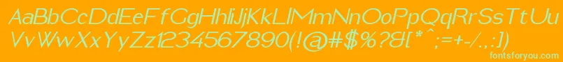 ImeldaMediumItalic-fontti – vihreät fontit oranssilla taustalla