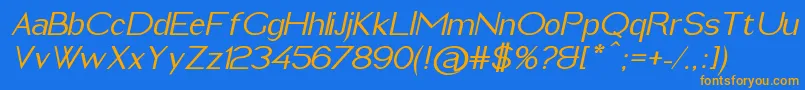 ImeldaMediumItalic-fontti – oranssit fontit sinisellä taustalla