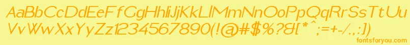 ImeldaMediumItalic-Schriftart – Orangefarbene Schriften auf gelbem Hintergrund