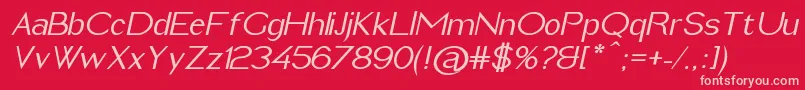 ImeldaMediumItalic-fontti – vaaleanpunaiset fontit punaisella taustalla