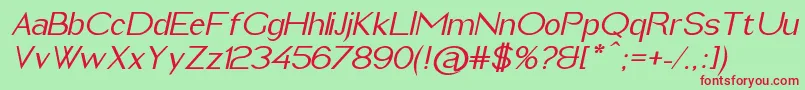 ImeldaMediumItalic-Schriftart – Rote Schriften auf grünem Hintergrund
