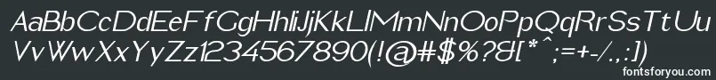 ImeldaMediumItalic-fontti – valkoiset fontit mustalla taustalla