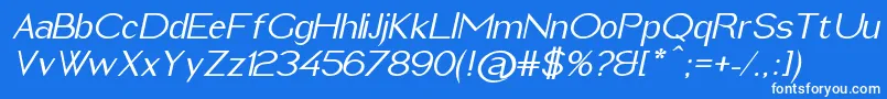 ImeldaMediumItalic-Schriftart – Weiße Schriften auf blauem Hintergrund