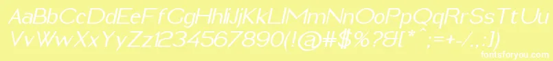 ImeldaMediumItalic-fontti – valkoiset fontit keltaisella taustalla
