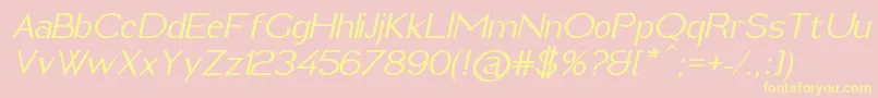 ImeldaMediumItalic-Schriftart – Gelbe Schriften auf rosa Hintergrund
