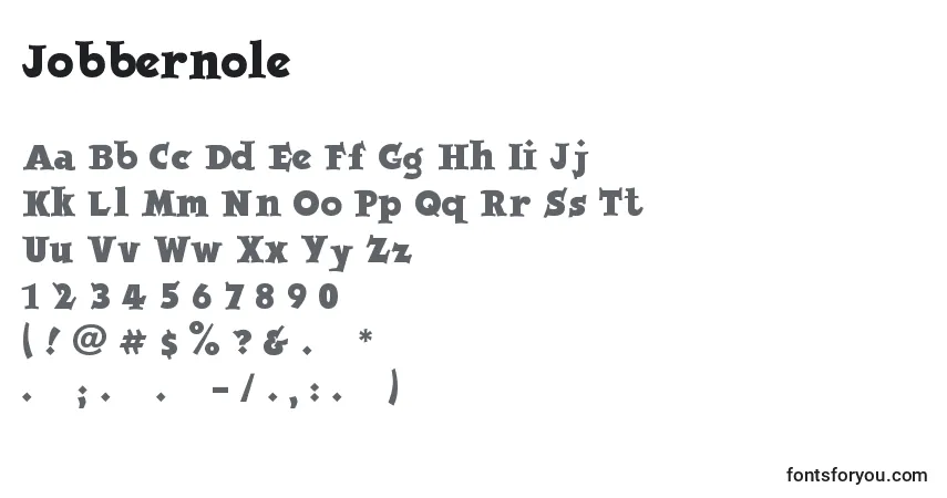 Schriftart Jobbernole – Alphabet, Zahlen, spezielle Symbole