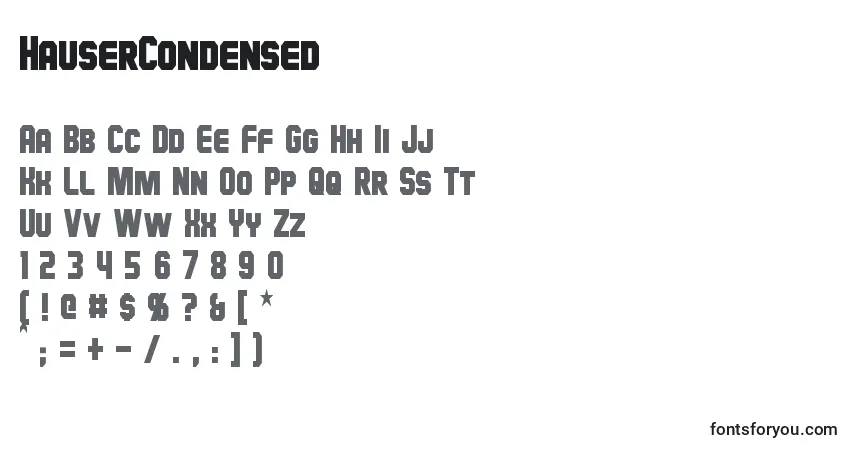 Шрифт HauserCondensed – алфавит, цифры, специальные символы
