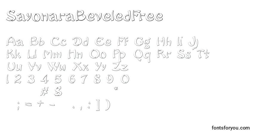 Czcionka SayonaraBeveledFree – alfabet, cyfry, specjalne znaki