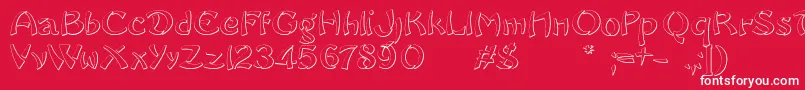 SayonaraBeveledFree-Schriftart – Weiße Schriften auf rotem Hintergrund