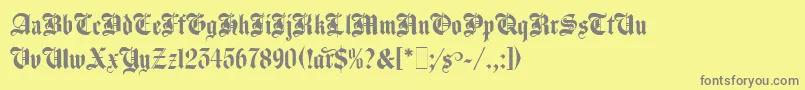 Saiba mais sobre a fonte AgincourtLetPlain.1.0 Fonte AgincourtLetPlain.1.0 – fontes cinzas em um fundo amarelo