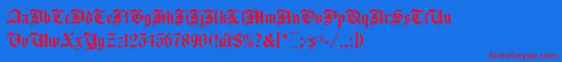 AgincourtLetPlain.1.0 Font – Red Fonts on Blue Background