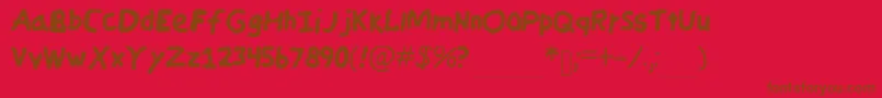 フォントCandycrayonCopy – 赤い背景に茶色の文字