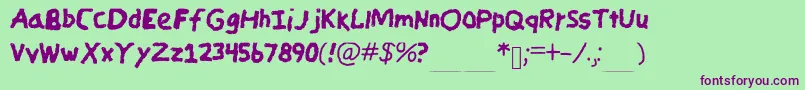 CandycrayonCopy Font – Purple Fonts on Green Background