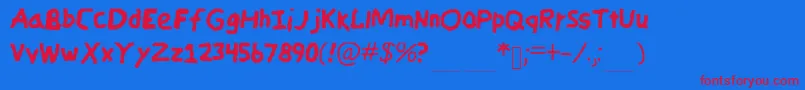 CandycrayonCopy Font – Red Fonts on Blue Background