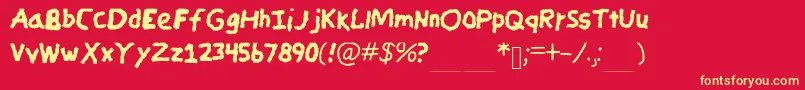 CandycrayonCopy Font – Yellow Fonts on Red Background
