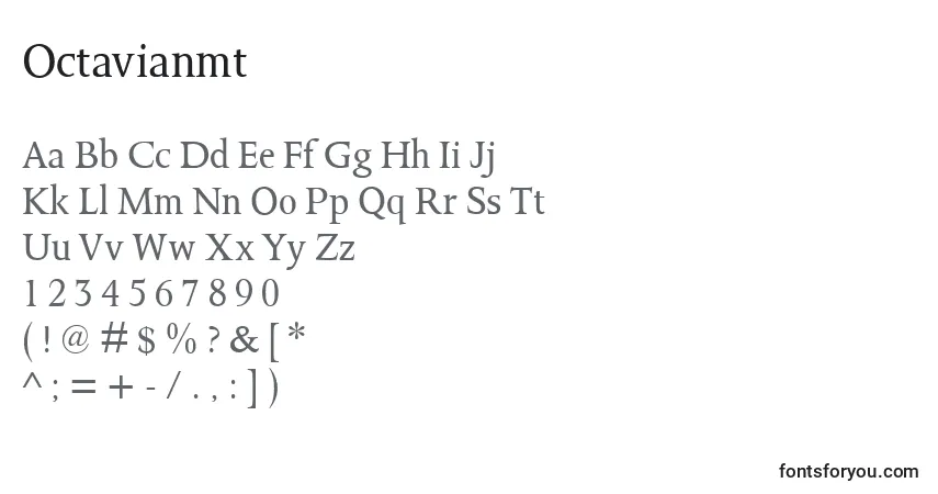A fonte Octavianmt – alfabeto, números, caracteres especiais