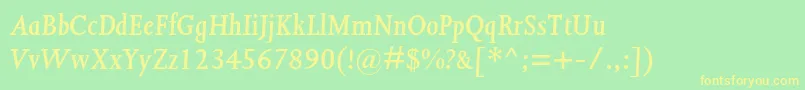 JoannamtstdSemibolditalic Font – Yellow Fonts on Green Background