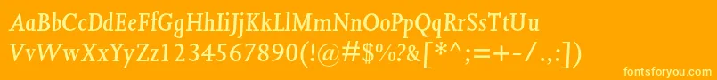 JoannamtstdSemibolditalic Font – Yellow Fonts on Orange Background